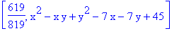 [619/819, x^2-x*y+y^2-7*x-7*y+45]